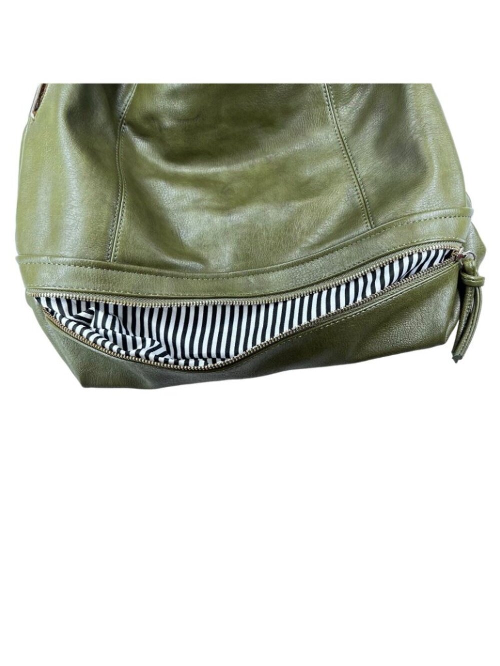 Charming Charlie Womens Green Hobo Handbag Shoulder Bag Purse Striped Lining - Picture 4 of 14